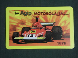 Kártyanaptár, AGIP benzinkút,motorolaj,grafikai rajzos ,Forma 1 versenyautó,1979 ,   (2)