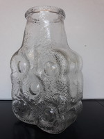 Ritka Vintage cseh üveg váza hólyagos mintával