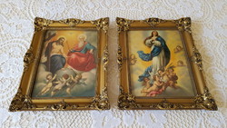 Beautiful blonde photo frame with religious print, 2 pcs.
