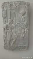 Romantikus art deco fali dísz, idill, nagy szecessziós stílusú dombormű szerelmesekkel