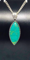 Copper turquoise stone pendant in a carved silver-plated socket sb-22712