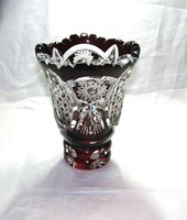 Gyönyörű antik csiszolt kristály váza - 20 cm