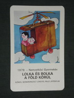 Card calendar, Mokép cinema, Lolka and Bolka around the earth cartoon, 1979, (2)