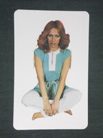 Card calendar, Békéscsaba knitted goods factory, clothing fashion, erotic female model, 1979, (2)