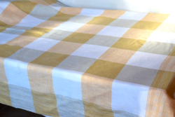 Old checkered large linen tablecloth tablecloth 164 x 132