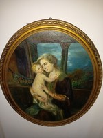 Mária gyermekkel ovál olaj,vászon