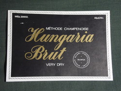 Wine champagne label, Budafok winery, wine farm, Hungarian brut champagne 0.75 L.
