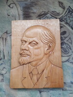 Hand-carved unique Lenin plaque 19x14 cm