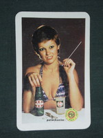 Kártyanaptár,Gyöngy üdítő ital,Pécs sörgyár,erotikus női modell, 1980 ,   (2)