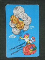 Card calendar, savings association graphic cartoon, humorous, metal money, 1979, (2)