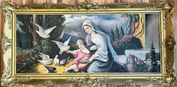 Virgin Mary with baby Jesus painting (large saint image)