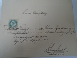 Za468.21 Medical certificate - Nyíregyháza 1894 -dr. Sándor Saáry city doctor - Nagyvárad stamp