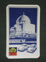 Card calendar, afit, 14.Sz car repair shop, Pécs, graphic designer, Ikarus bus, Trabant car, 1980, (2)