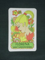 Kártyanaptár, Florena kozmetikai termékek az NDK -ból, grafikai rajzos,1979 ,   (2)