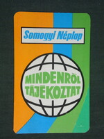 Card calendar, Somogyi folk newspaper, newspaper, magazine, 1979, (2)