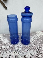 Gyönyörű kèk karcagi üvegek vázák tároló karcagi berekfürdői üveg váza Gyűjtői mid-century modern
