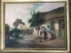 Painting by Augustine Carpenter. Village idyll.