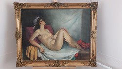 (k) Szép festmény női akt ( Reynolds ? ) 72x91 cm kerettel