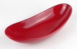 1P697 red boat-shaped ceramic serving bowl 26 cm