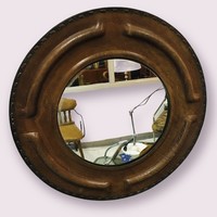 Hungarian craftsman leather mirror - 5615
