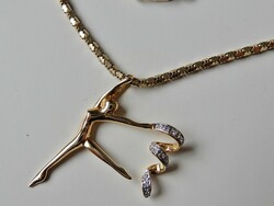 MILOR olasz aranyozott ezüst nyaklánc balerina medállal és gyémántokkal