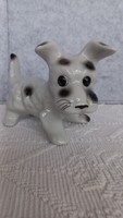 Retro porcelán foltos kutya, kézi festésű, 10 X 15 X 9,5 cm