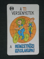 Kártyanaptár, Közlekedésbiztonsági tanács, grafikai rajzos,iskola kupa, 1980 ,   (2)