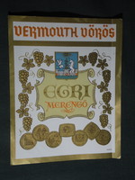 Wine vermouth label, Eger winery, wine farm, Eger meringue vermouth 1. L