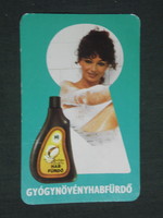 Kártyanaptár, HERBÁRIA  gyógynövény forgalmi vállalat, habfürdő ,erotikus női modell, 1981 ,   (2)