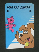 Kártyanaptár, Közlekedésbiztonsági tanács,grafikai rajzos,humoros, kutya,macska, 1981 ,   (2)