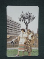 Card calendar, Tolna county tailor's cooperative, clothing, fashion, Szekszárd, female model, 1980, (2)