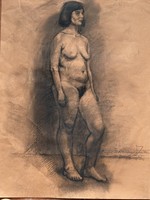 Female nude charcoal drawing