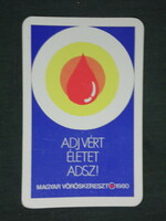 Kártyanaptár, Magyar vöröskereszt,grafikai ,véradás, 1980 ,   (2)