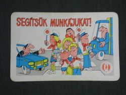 Kártyanaptár, Közlekedésbiztonsági tanács,grafikai rajzos,humoros, úttörő, 1980 ,   (2)