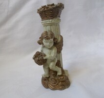 Gilded putto, angel table ornament, candlestick, Christmas decoration