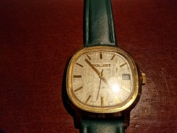Gold poljot wristwatch with canvas effect dial