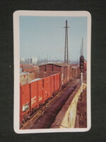 Kártyanaptár, MÁV vasút, szállítás,tehervagon, rendező pályaudvar, 1980 ,   (2)