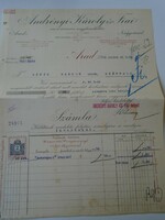 Za470.35 Andrényi Károly Nagyvárad - Arad invoice 1913 Temesséfalu Lándor Nándor Amergau kaszakö