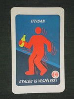 Kártyanaptár, Közlekedésbiztonsági tanács,grafikai rajzos, balesetmegelőzés, alkohol, 1980 ,   (2)