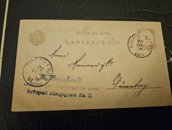 1888-as Budapest Főposta 2 kr levelezőlap