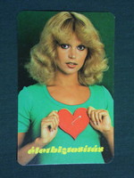 Kártyanaptár, Állami biztosító, erotikus női modell, 1982 ,   (2)
