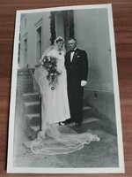 Esküvői fotó, talán az 1930-40-es évek körüli, méret: 14 cm x 9 cm