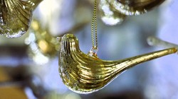6 darab arany színű üveg madárka karácsonyfadísz III.