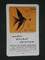 Kártyanaptár, Díszhal madár szaküzlet, Pécs,grafikai rajzos,térképes, 1981 ,   (2)