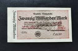 Ritka! Németország - Reichsbahn 20 Milliárd Márka 1923, UNC, sorszám nélküli