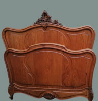 Antique neo-baroque carved oak bed frame