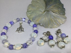 Mineral bracelet + angel eye pendant with dolphin clasp charm