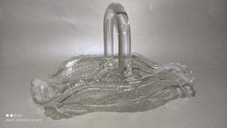 Antique cast glass basket offering with crown mark