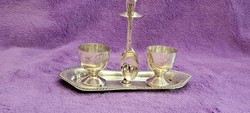 Old silver-plated table serving bowl, soft-boiled egg server (m4262)