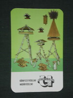 Card calendar, universe leather clothing, wood industry, Pécs, furrow, bird feeder, 1981, (2)